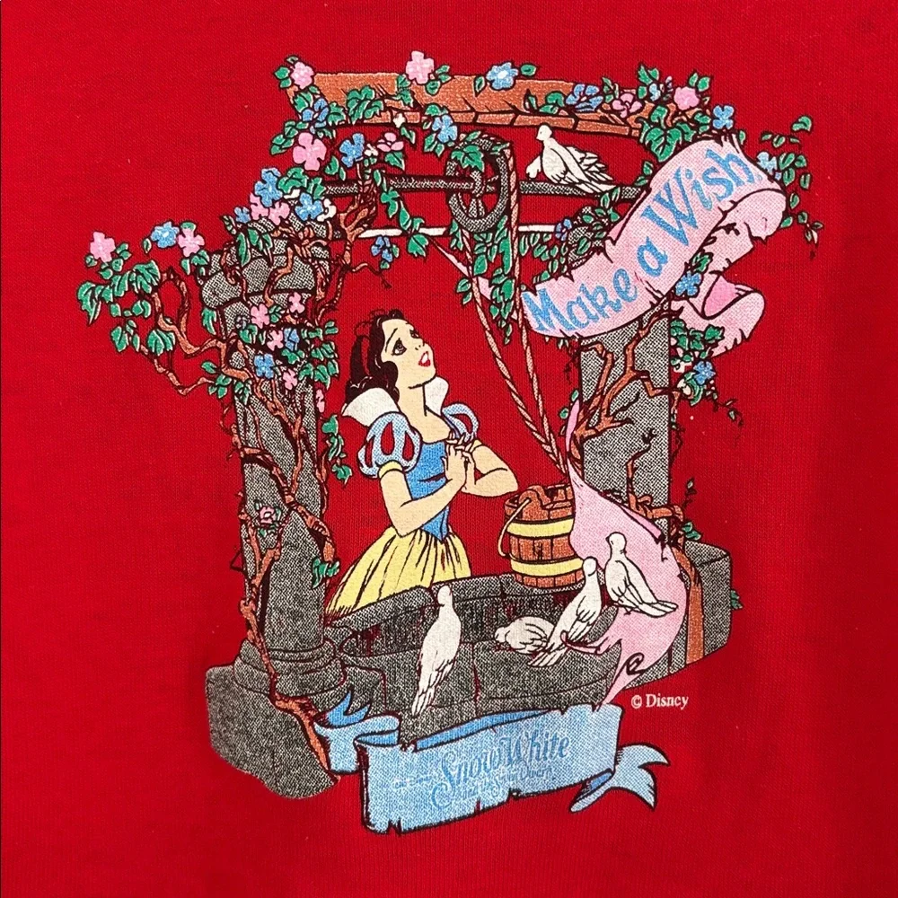 Vintage Walt Disney Snow White Seven Dwarfs Red Peplum T-Shirt Top Size 2T